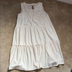 Cream color tiered lace yoke dress